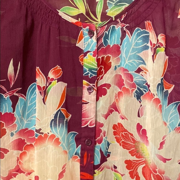 Express Women's Purple/Magenta Floral Button Up Dress Size L - Picture 4 of 6